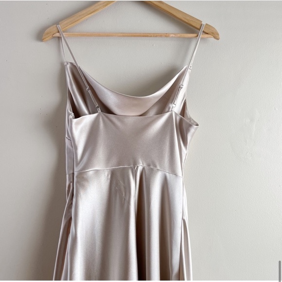 BIRDY GREY Lisa Satin Maxi Gown / Dress Neutral Champagne Sz L Wedding Formal - Picture 7 of 14